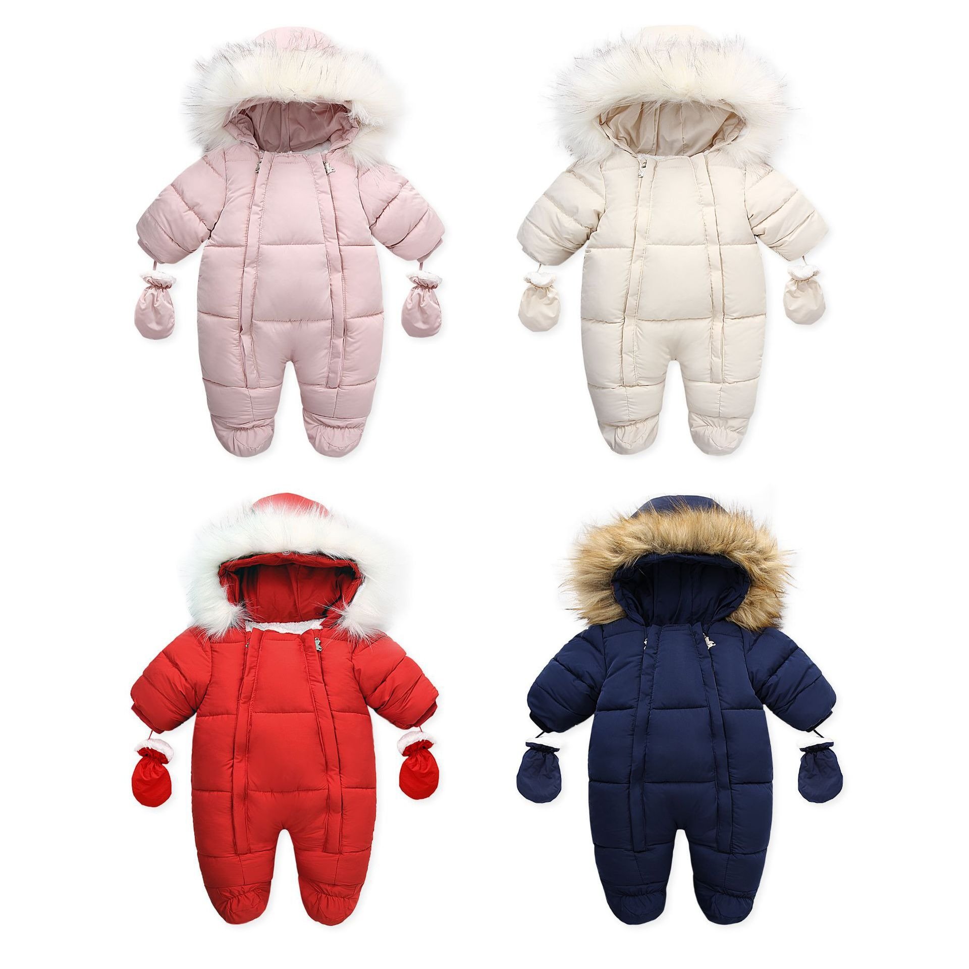 Winter baby jumpsuit newborn winter hooded romper baby crawling suit infant clothes sleeping bag