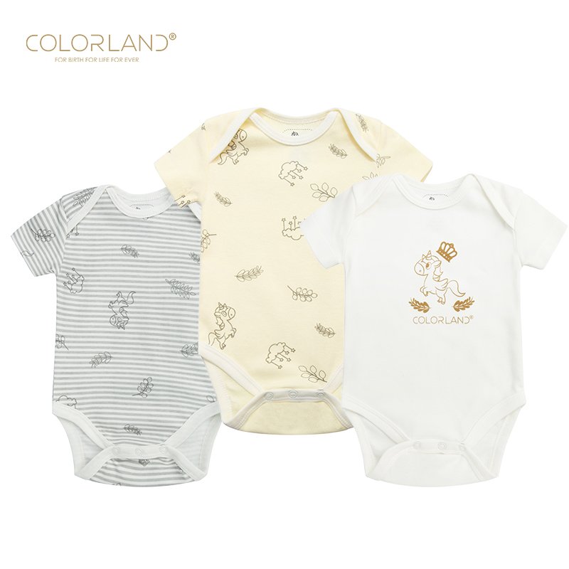 Colorland Aliexpress Top Selling 3 pcs Pack Sleeveless 100% Cotton Baby Boy Girl Baby Romper Clothes from 0 to 12 M
