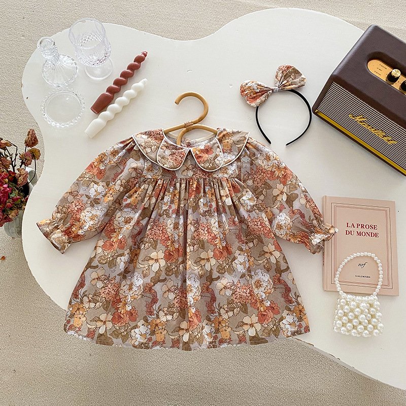 2024 Autumn baby clothes baby girl doll collar lace romper girl dress onesie sisters outfit