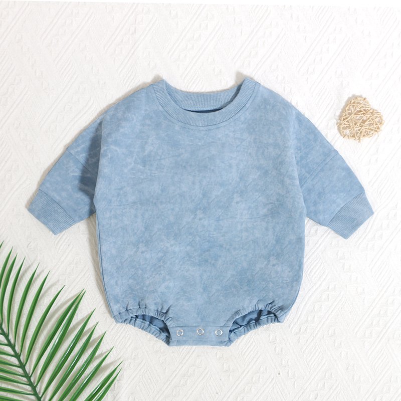 Wholesale Baby Clothing China Autumn Winter Long Sleeve Solid Colour Organic Cotton French Terry Baby Rompers 0-3 Months