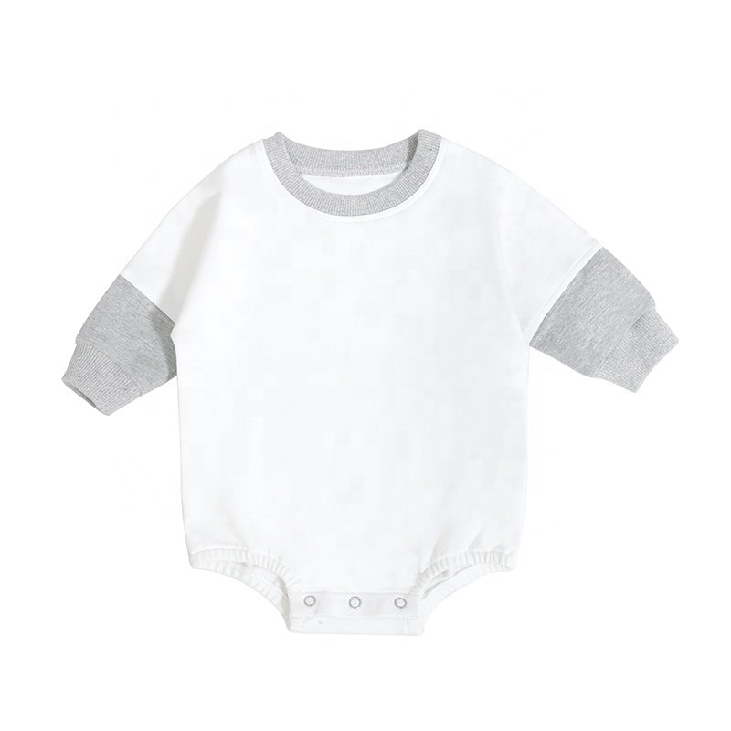 Wholesale Baby Clothing China Autumn Winter Long Sleeve Solid Colour Organic Cotton French Terry Baby Rompers 0-3 Months