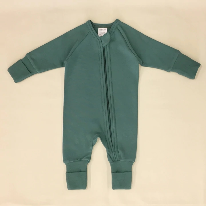 Customized Fold-Over On Feet Plain Organic Cotton Baby Clothes Romper Jumpsuit Baby Footed Onesie Pajama baby clothes girls