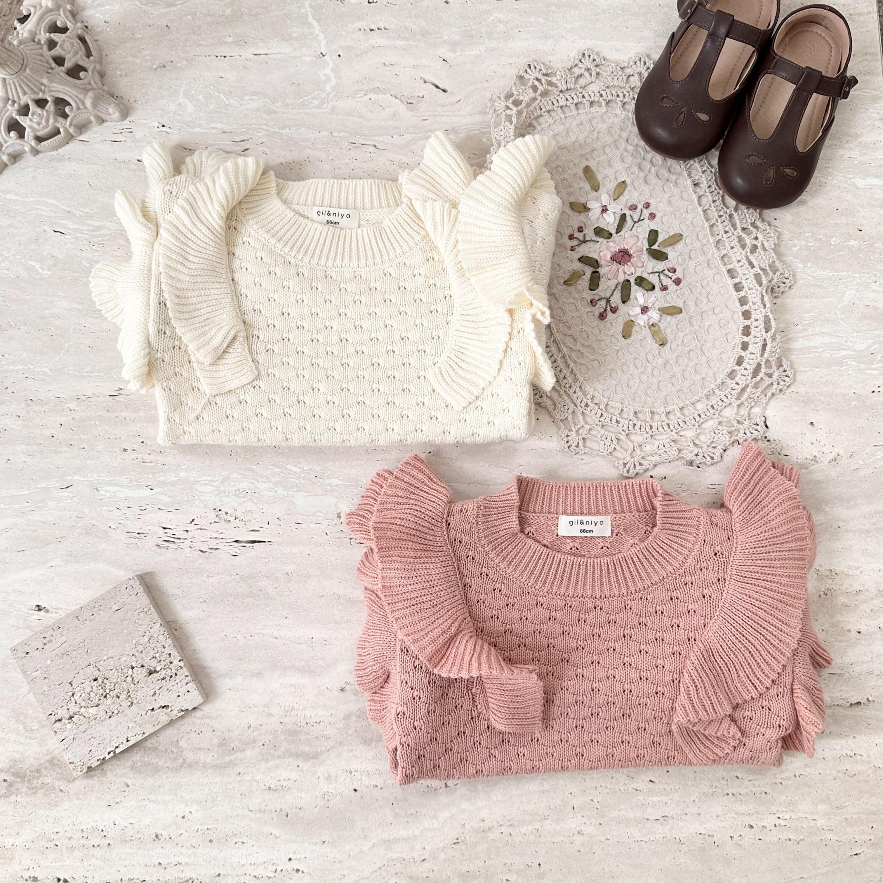 Gli&niya Autumn Organic Cotton Baby Clothes Knitted Rompers for Baby Girl Hollow Long-sleeved Jumpsuit Infants Baby rompers