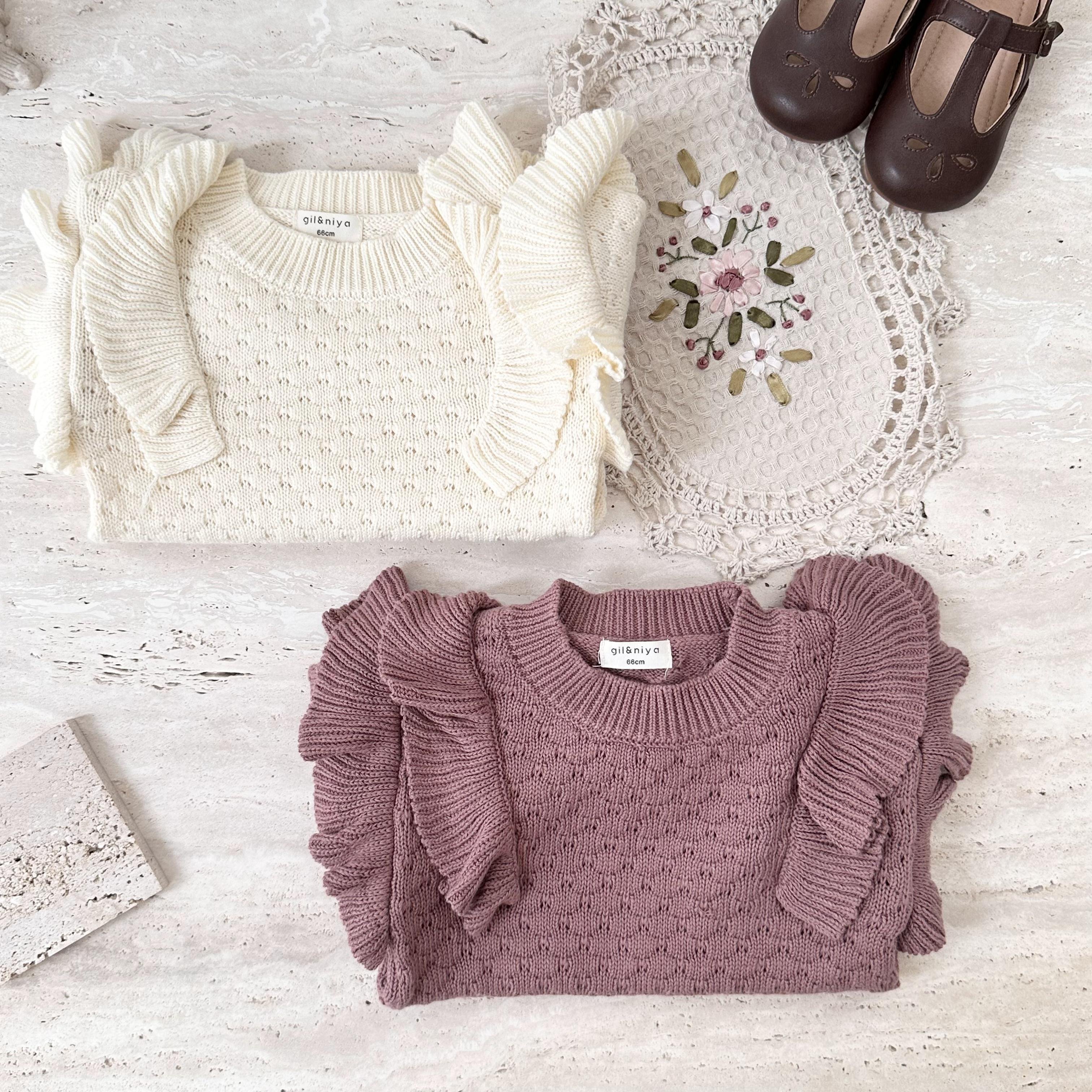 Gli&niya Autumn Organic Cotton Baby Clothes Knitted Rompers for Baby Girl Hollow Long-sleeved Jumpsuit Infants Baby rompers