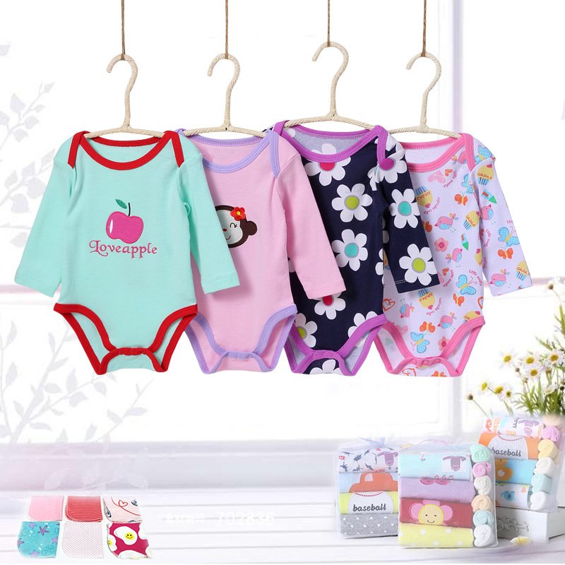 Baby Bodysuit&towels Cotton Baby Bodysuit Baby Clothes Romper Factory Infant Long Sleeve Gift Packing Long Sleeve Summer Cartoon