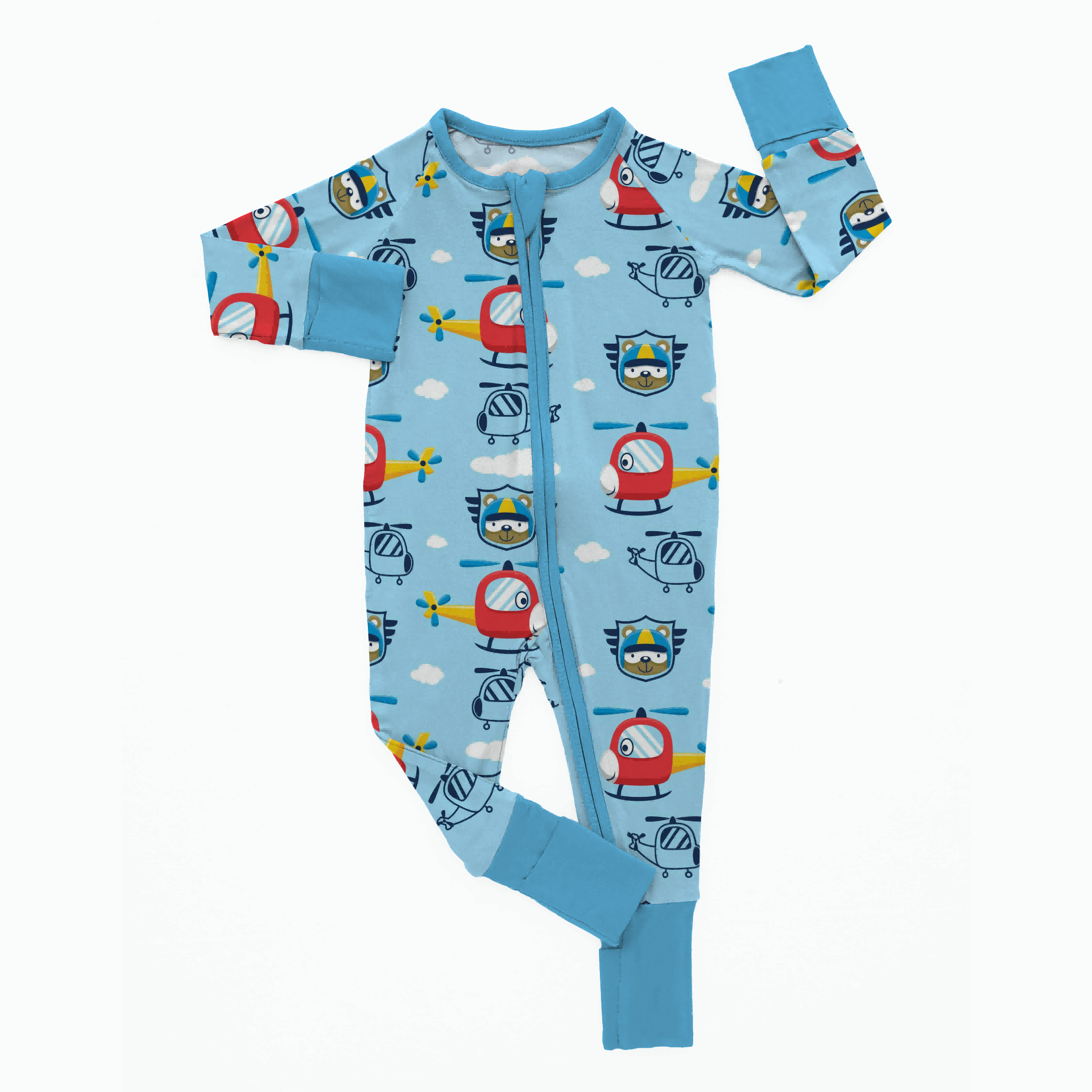 Bear Sika Deer Printed Kids Baby Jumpsuit Winter Clothes Two Zipper Custom Bamboo Viscose Pajamas Bamboo Baby Romper
