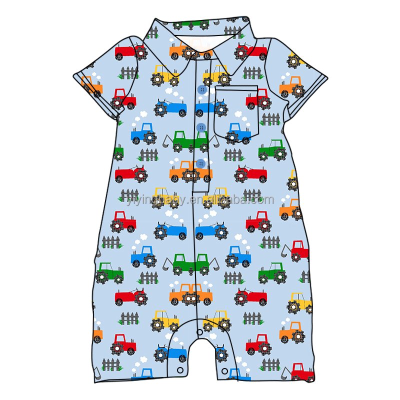 Custom print boutique baby rompers newborn baby summer short sleeve romper kids cute clothing