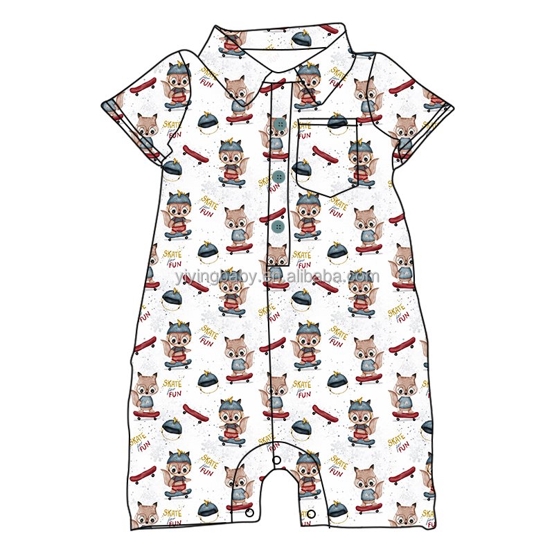 Custom print boutique baby rompers newborn baby summer short sleeve romper kids cute clothing