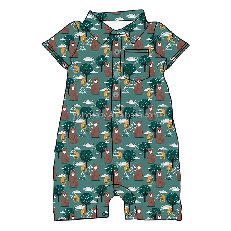 Custom print boutique baby rompers newborn baby summer short sleeve romper kids cute clothing
