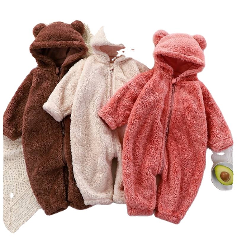 Baby jumpsuit autumn and winter newborn warm romper zipper children's pajamas Baby Winter Warm Rompers