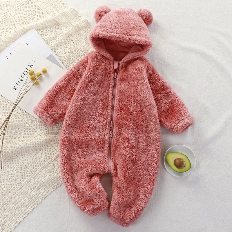 Baby jumpsuit autumn and winter newborn warm romper zipper children's pajamas Baby Winter Warm Rompers
