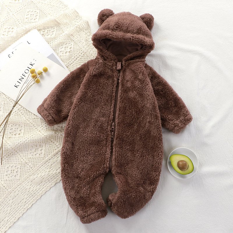 Baby jumpsuit autumn and winter newborn warm romper zipper children's pajamas Baby Winter Warm Rompers