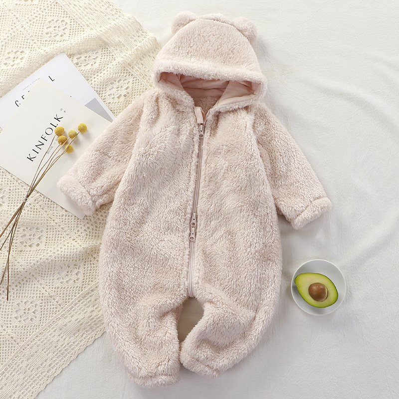 Baby jumpsuit autumn and winter newborn warm romper zipper children's pajamas Baby Winter Warm Rompers