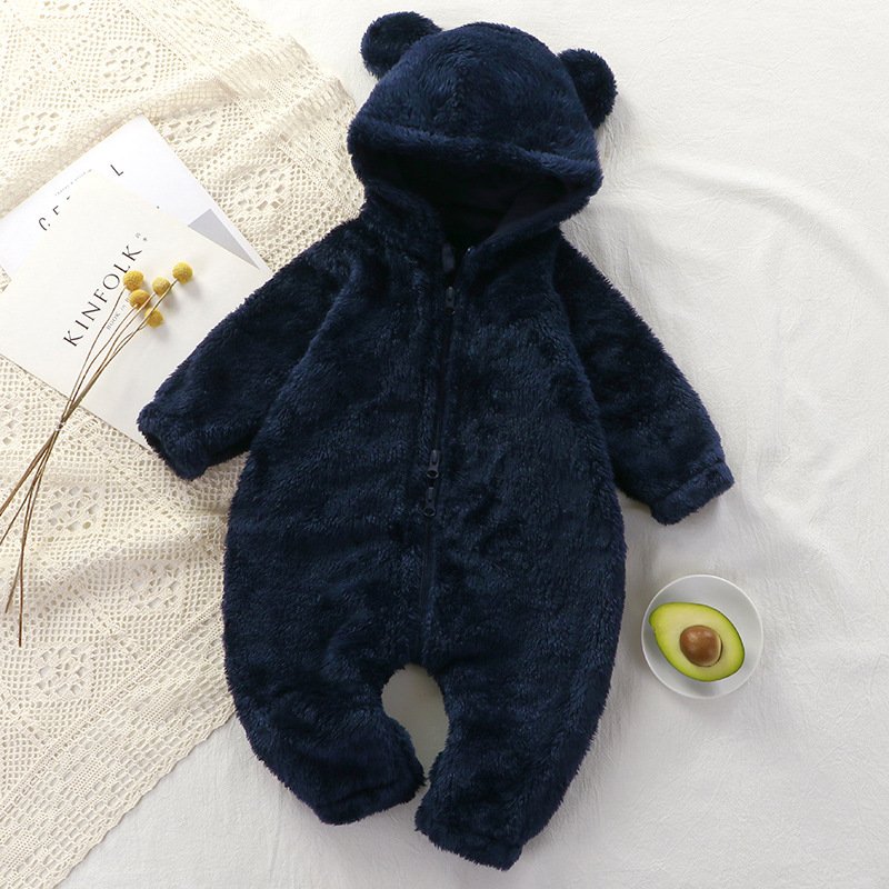 Baby jumpsuit autumn and winter newborn warm romper zipper children's pajamas Baby Winter Warm Rompers