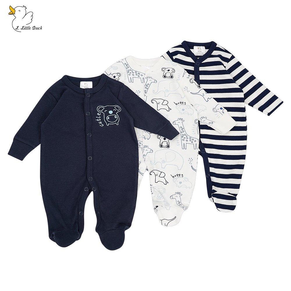 wholesale 3pcs/set 0-3 months baby clothes new born cotton foot binding Cloth Romper Pajama long sleeve Baby Bodysuit