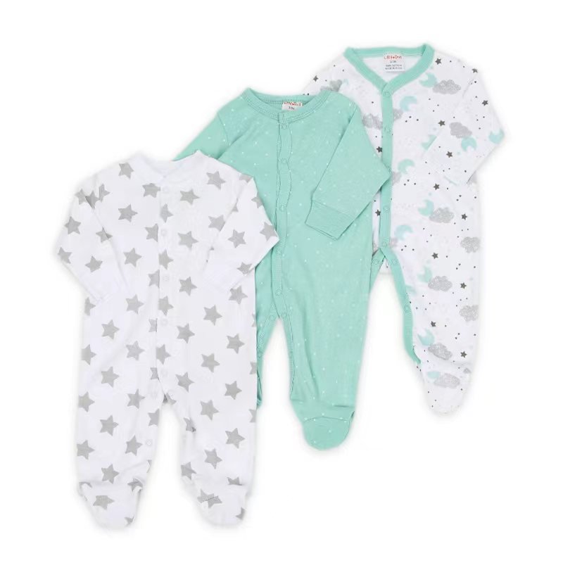 wholesale 3pcs/set 0-3 months baby clothes new born cotton foot binding Cloth Romper Pajama long sleeve Baby Bodysuit