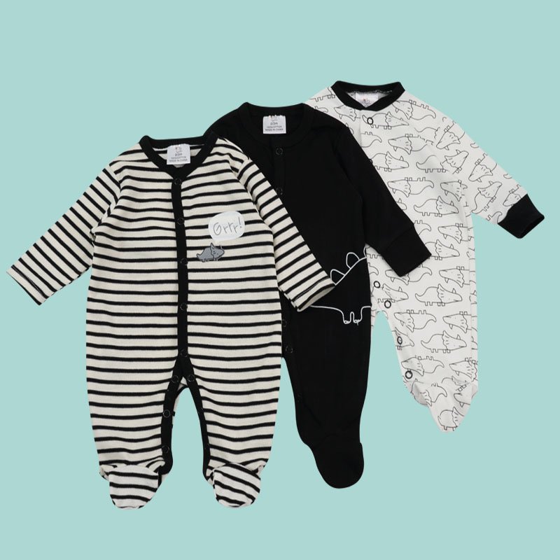 wholesale 3pcs/set 0-3 months baby clothes new born cotton foot binding Cloth Romper Pajama long sleeve Baby Bodysuit