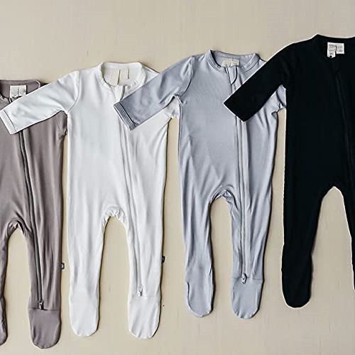 Chuchupuff Baby Footed Overall Zipper Closure Newborn Baby Jumpsuit Wholesale Custom Soft Bamboo Long Sleeve Footie Overall Full