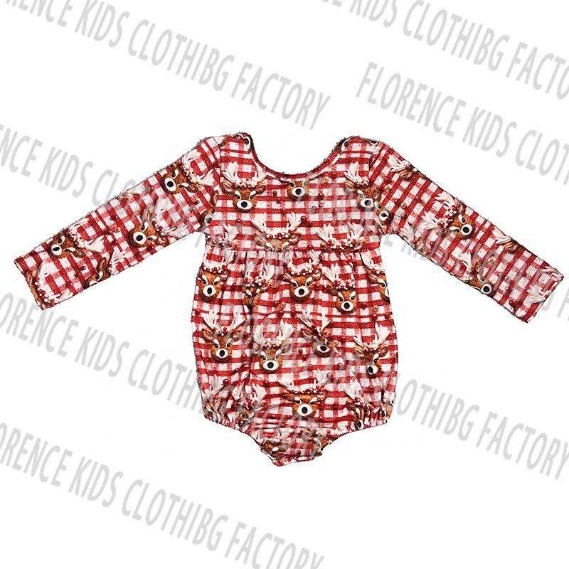 DH OEM Casual christmas design long sleeve infant toddler girls bamboo leotard knit baby romper