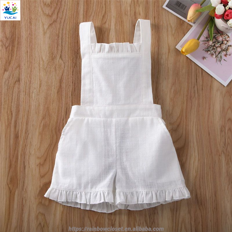 Infant Girls Cotton Linen Cute Ruffle Shorts Jumpsuit Toddler Baby Kids 2023 Clothes Children Rompers