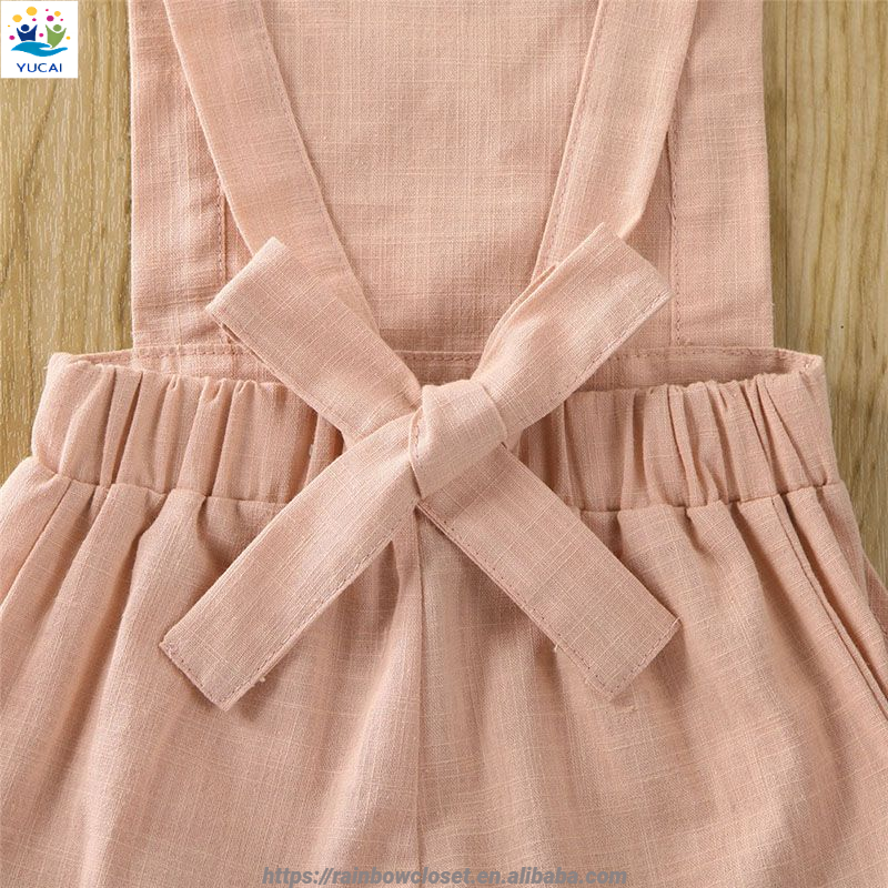 Infant Girls Cotton Linen Cute Ruffle Shorts Jumpsuit Toddler Baby Kids 2023 Clothes Children Rompers