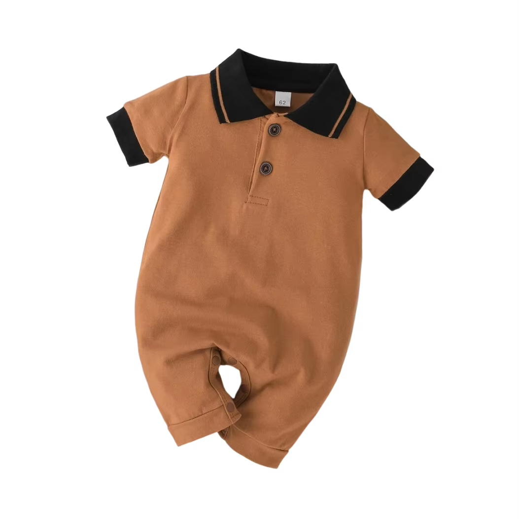 Excellent Quality Baby Romper Patchwork Polo Collar Comfortable Romper Brand Customized