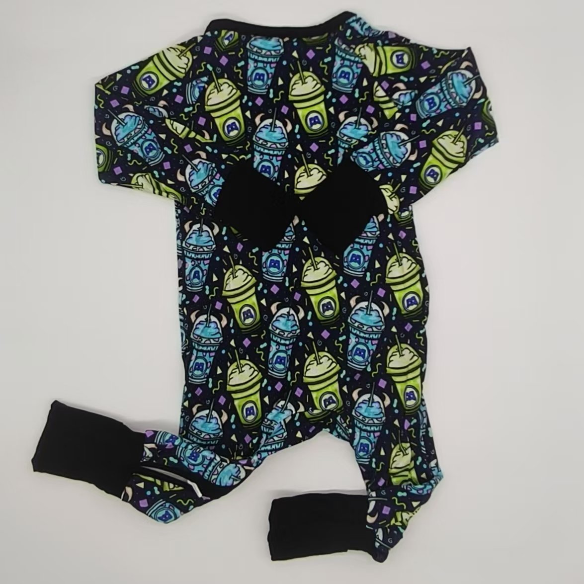 Hot selling Halloween ghost pattern long sleeve bamboo cotton double zipper baby clothes