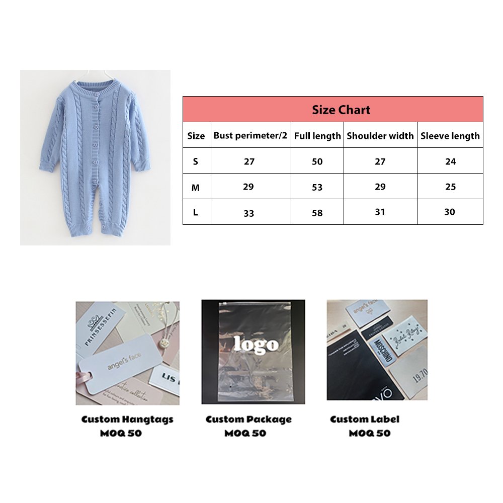 Spring Autumn Winter warm toddler Custom infants children's clothing Baby romper knitted Rompers Cotton sweater jumpsuit