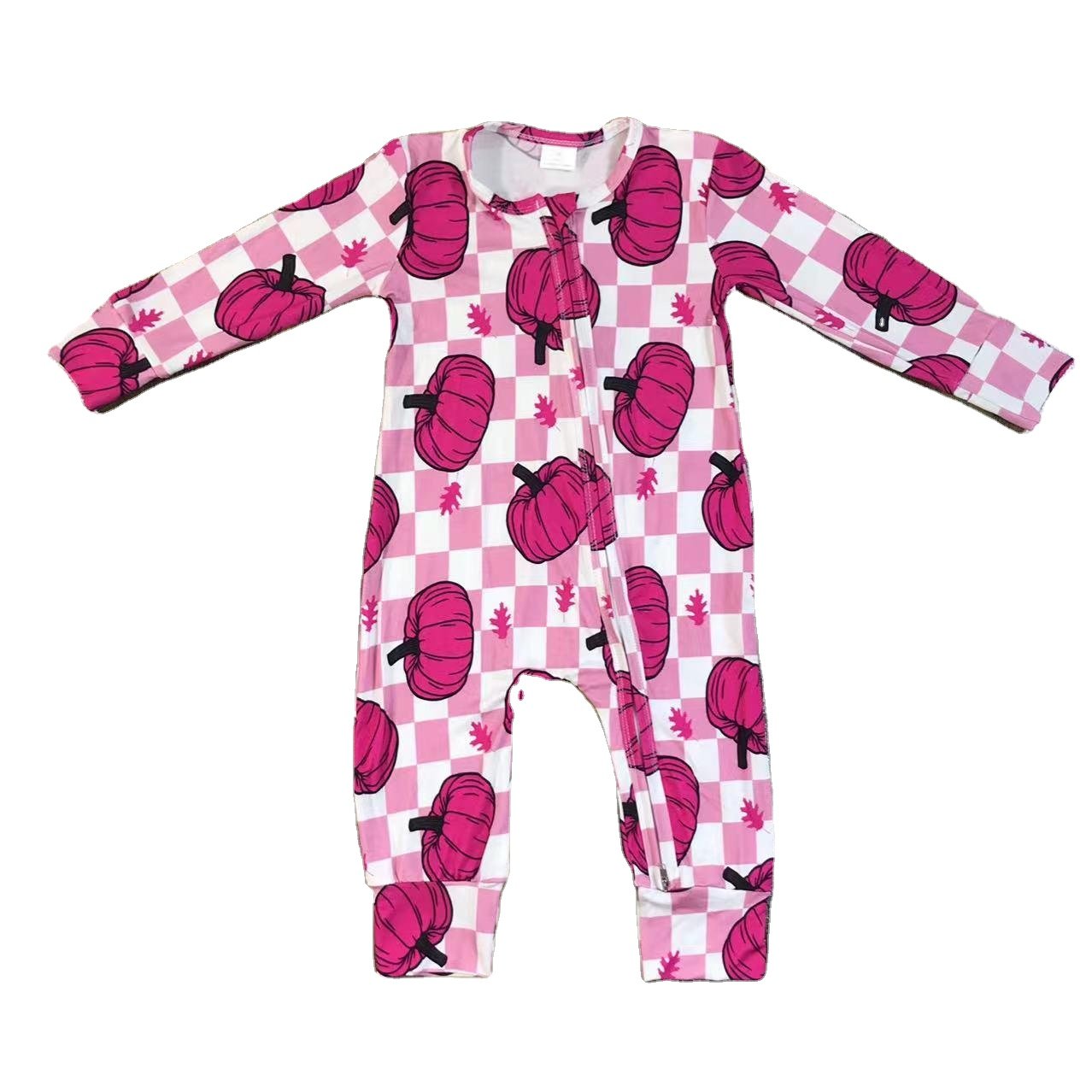 RTS rompers baby Halloween black pumpkin plaid zipper long sleeves romper newborn bamboo baby romper