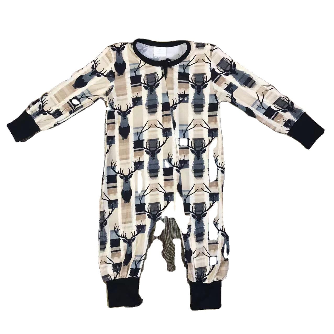 RTS rompers baby Halloween black pumpkin plaid zipper long sleeves romper newborn bamboo baby romper