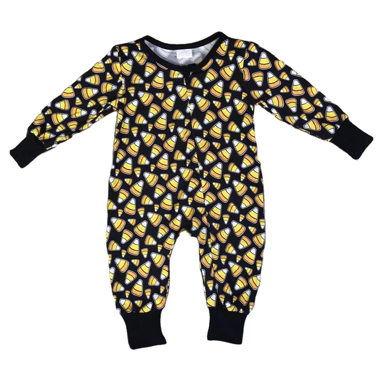 RTS rompers baby Halloween black pumpkin plaid zipper long sleeves romper newborn bamboo baby romper