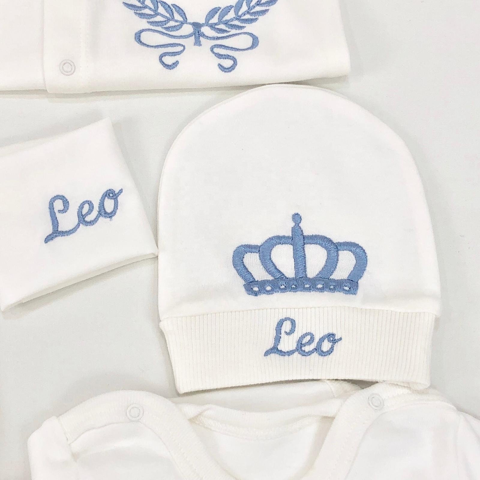 10 Pieces Blue 100% Cotton Fabric Knitted Wholesale Custom Newborn New Design Winter Clothes Clothing Luxury Baby Romper Set