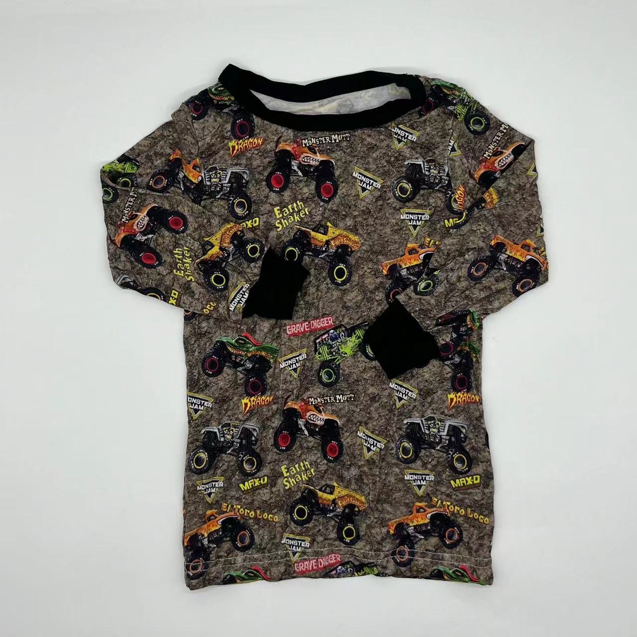 Cute bamboo spandex custom cartoon brown cat pattern long sleeves bodysuit baby rompers