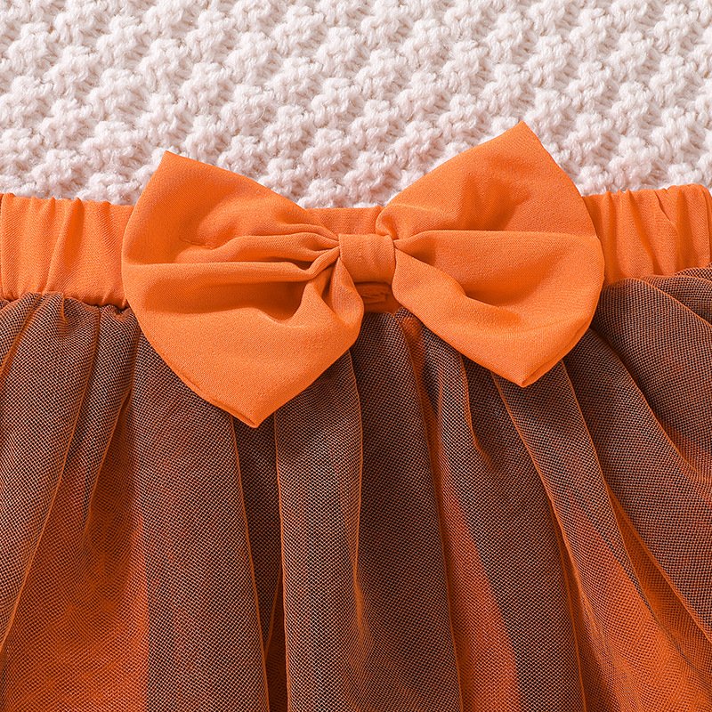 2024 New Arrival halloween costumes 0-18 Months Girls Pumpkin Baby Romper+Dress+headband 3pcs Clothes Set