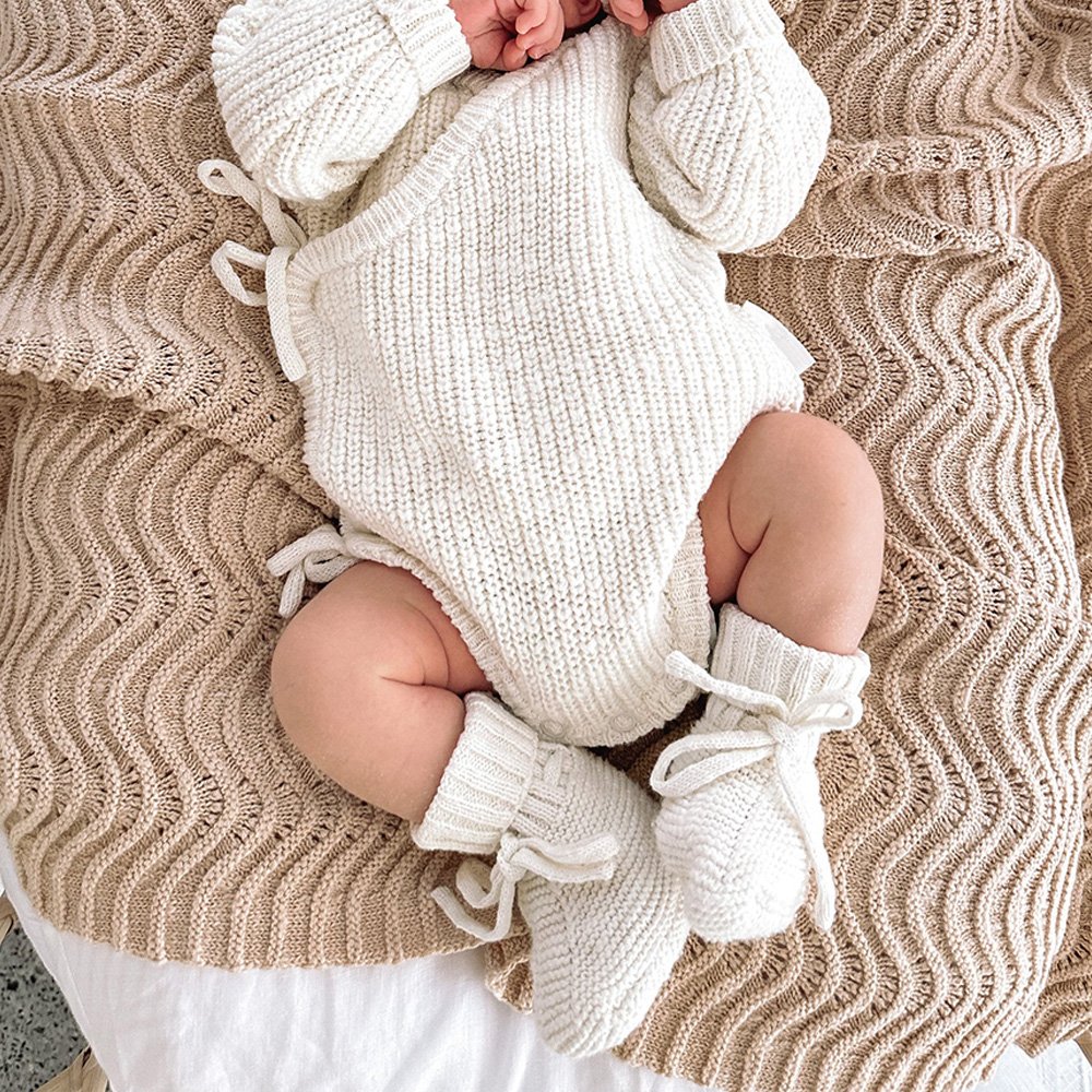 Mildream Autumn Newborn Baby Girl Knitted Toddler Clothes Pure Cotton Kids Pajama Baby Romper