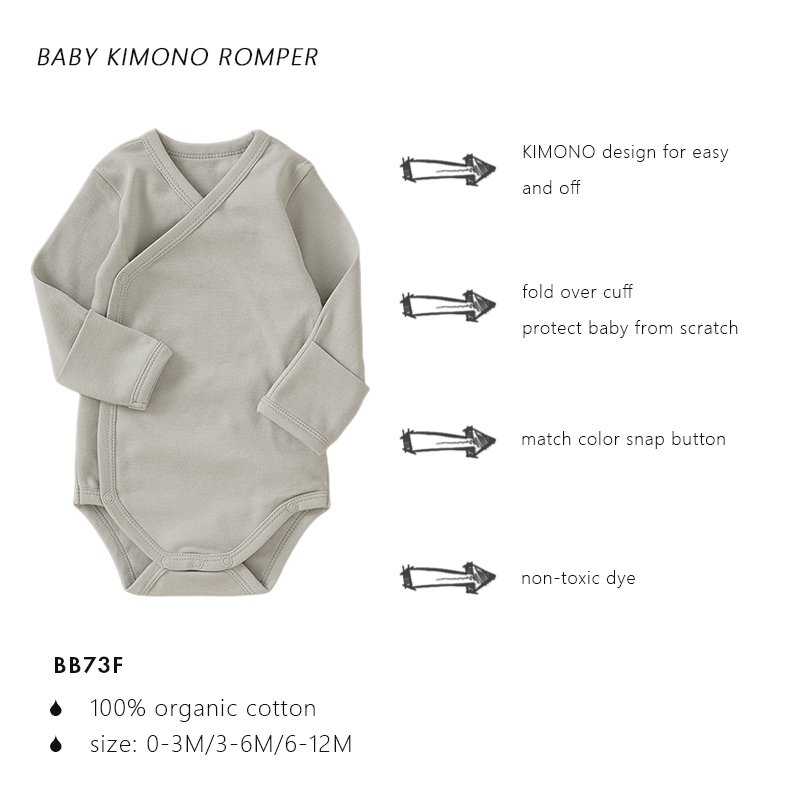 Customized logo from 20pcs 100% Organic Cotton Kimono Baby Short Romper Fold Over Cuff Newborn Infant Romper