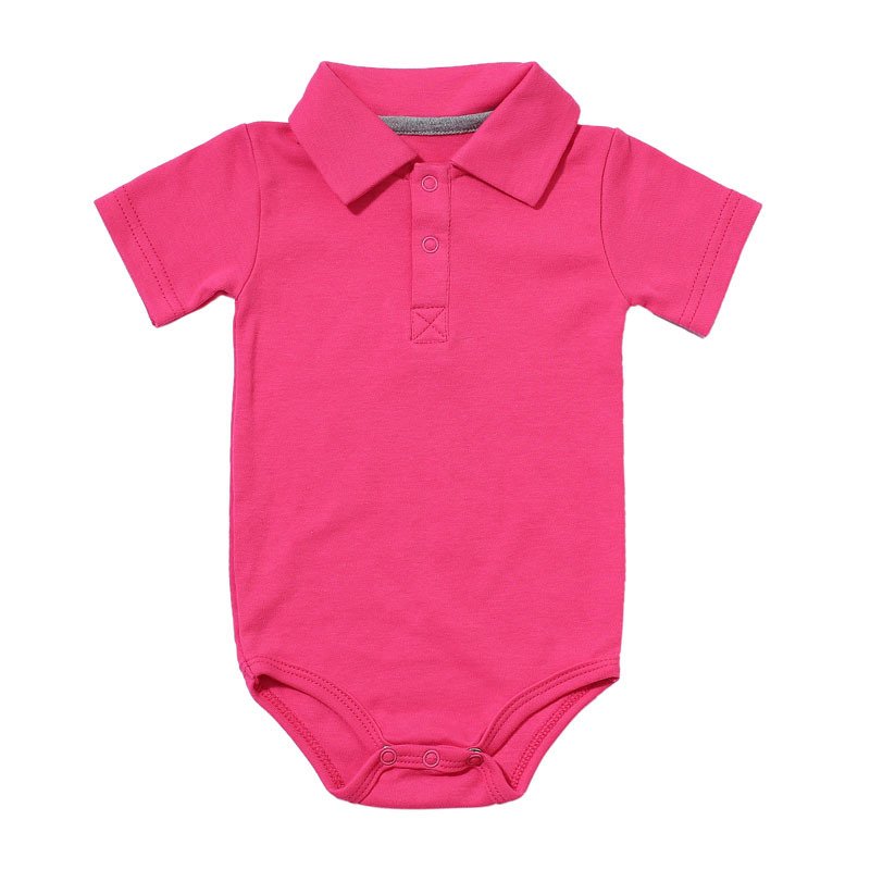 Solid Color Short Sleeve Baby Romper Clothes Blank Baby Infant Boy Clothes Jumpsuit Polo Romper