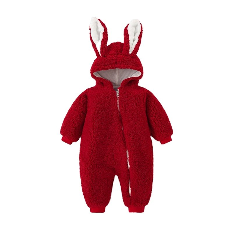 Hot Selling Outdoor Clothes Baby Rompers Zipper Rabbit Ear Newborn Clothes Unisex Convenient Baby Side Open Sleepsuit