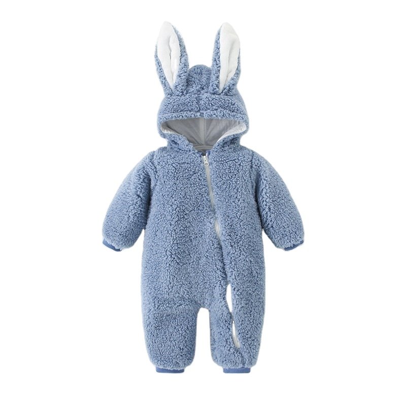Hot Selling Outdoor Clothes Baby Rompers Zipper Rabbit Ear Newborn Clothes Unisex Convenient Baby Side Open Sleepsuit