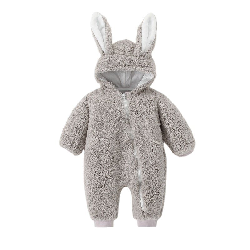 Hot Selling Outdoor Clothes Baby Rompers Zipper Rabbit Ear Newborn Clothes Unisex Convenient Baby Side Open Sleepsuit