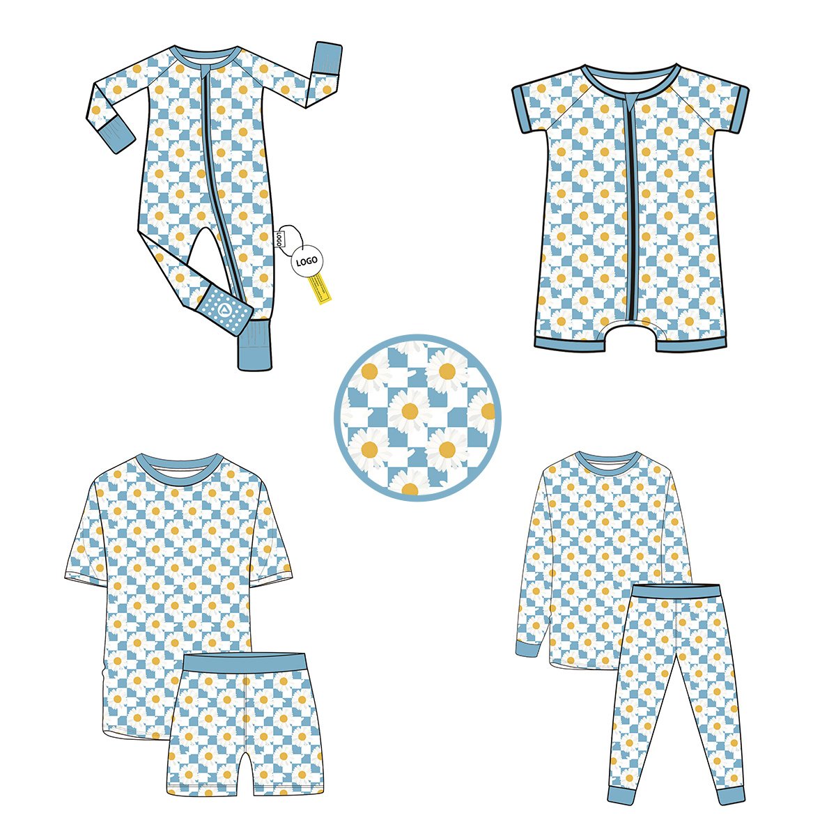 New Christmas baby clothing children bamboo fiber YKK zipper four legged pajamas for boys and girls cane sugar printed romper