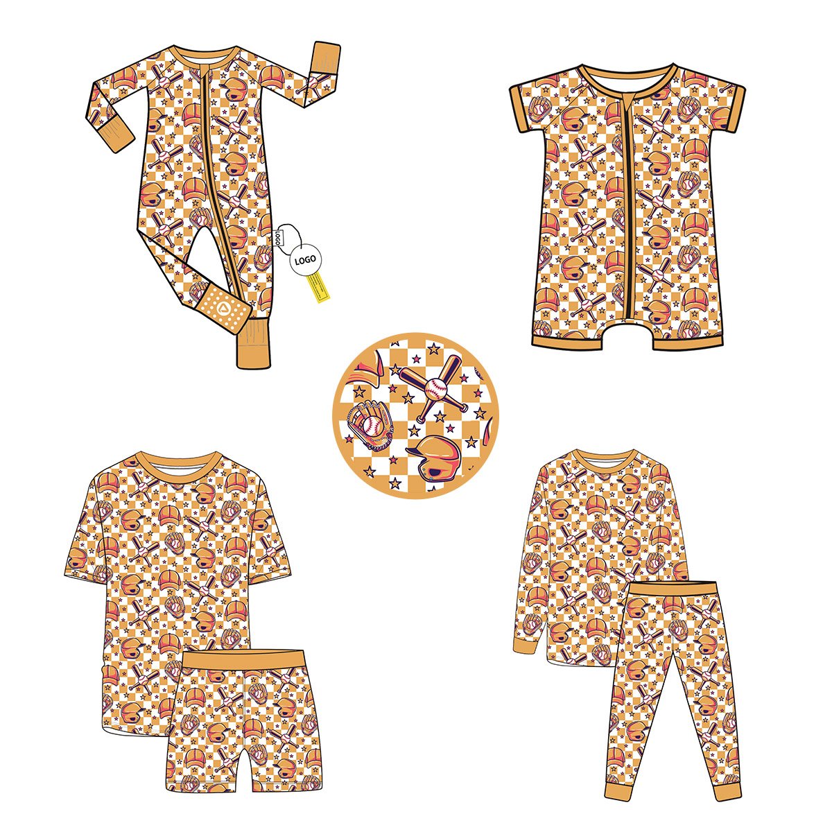 New Christmas baby clothing children bamboo fiber YKK zipper four legged pajamas for boys and girls cane sugar printed romper