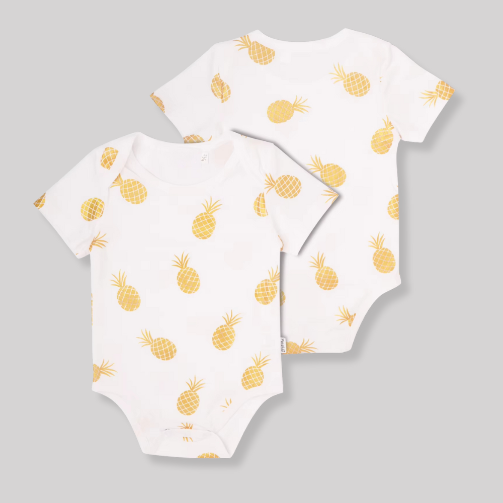 2024 New Style Short Sleeve Unisex Knitted Design Soft Bamboo Cotton Baby Romper Pajamas for Toddlers