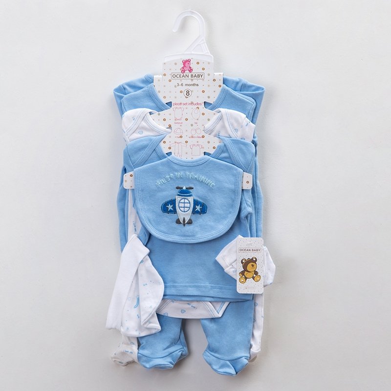High Quality Cotton 8PCS Set Multi Designs Infant Pajama Suit Baby Romper Suit Baby Clothes