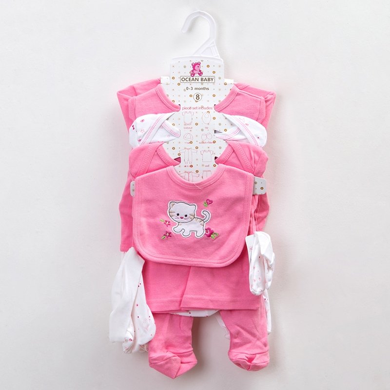 High Quality Cotton 8PCS Set Multi Designs Infant Pajama Suit Baby Romper Suit Baby Clothes