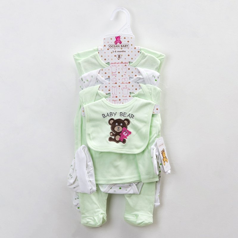 High Quality Cotton 8PCS Set Multi Designs Infant Pajama Suit Baby Romper Suit Baby Clothes