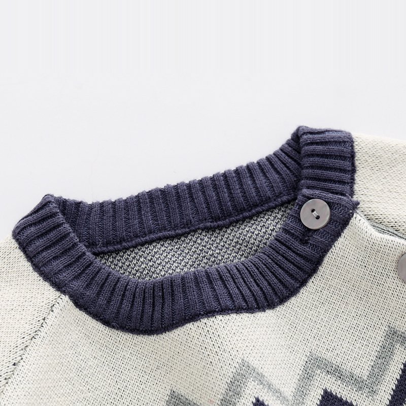 AustinBella/wholesale boutique baby knitted sweater Baby boy Rompers winter newborn baby clothes clothing oem jumpsuit 6602