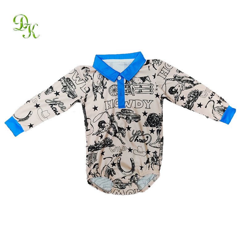 Oem service custom design all over print baby romper fishing jersey long sleeve short summer fishing romper