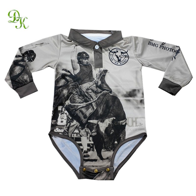 Oem service custom design all over print baby romper fishing jersey long sleeve short summer fishing romper