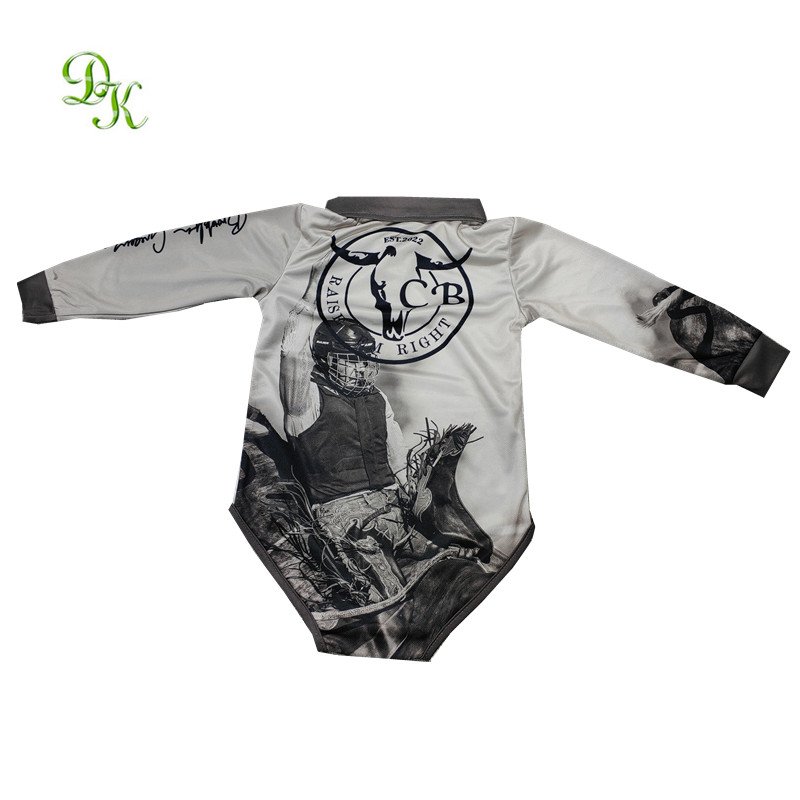 Oem service custom design all over print baby romper fishing jersey long sleeve short summer fishing romper